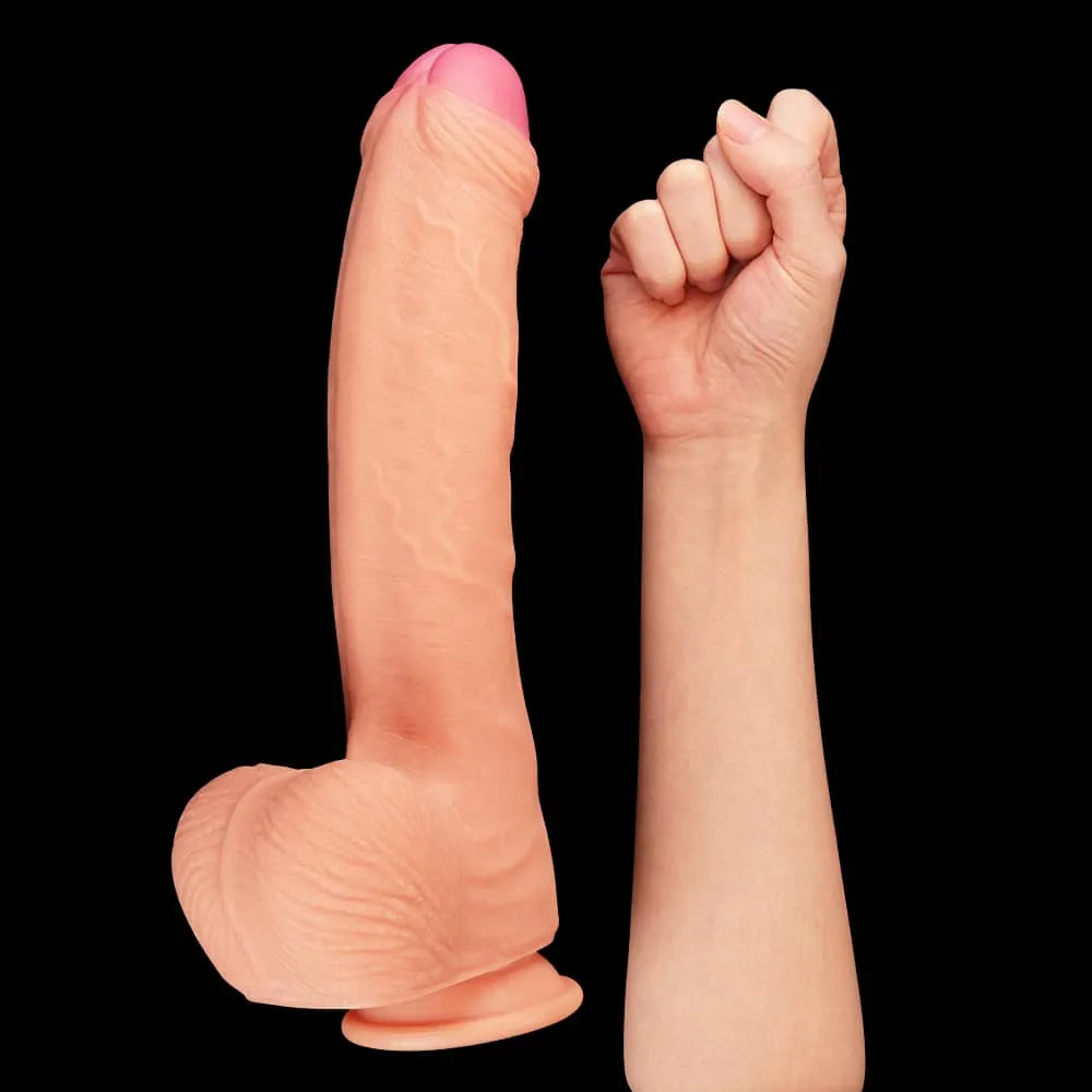 11" Dual Density Dildo Platinum Silicone Cock