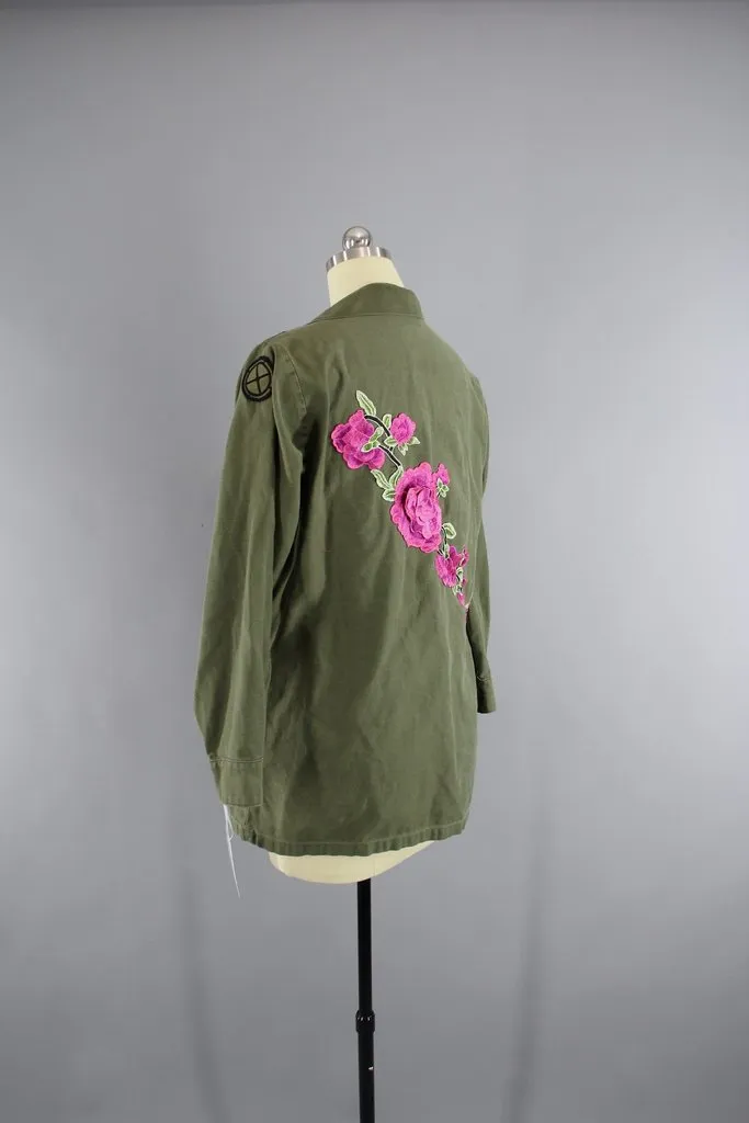 1970s Vintage Embroidered Army Camouflage Jacket