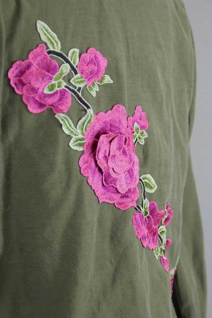 1970s Vintage Embroidered Army Camouflage Jacket