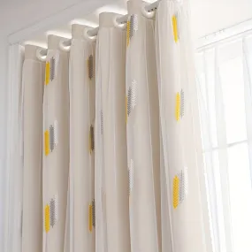 1pc Exquisite Wheat Pattern Embroidered Double-Layer Curtain - Grey Window Treatment for Bedroom, Office, Kitchen, Living Room, Study - Home Decor with Elegant Design, Thermal Insulation, and Light Blocking Features