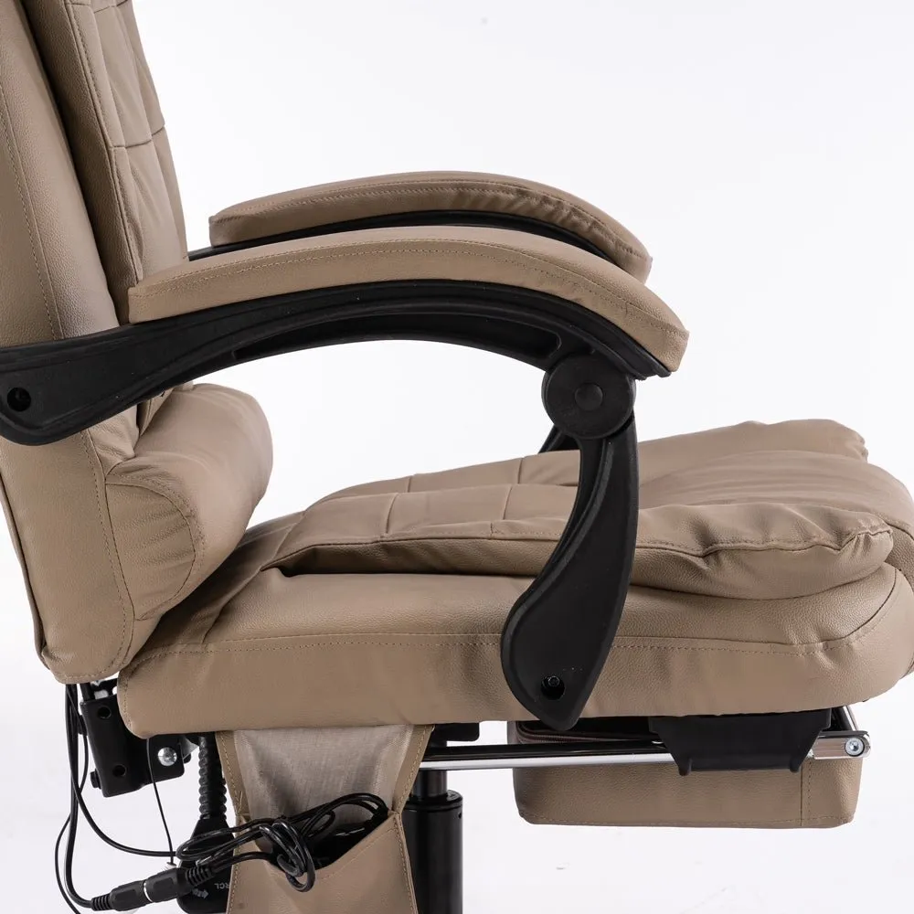 8 Point Massage Chair Executive Office Computer Seat Footrest Recliner Pu Leather