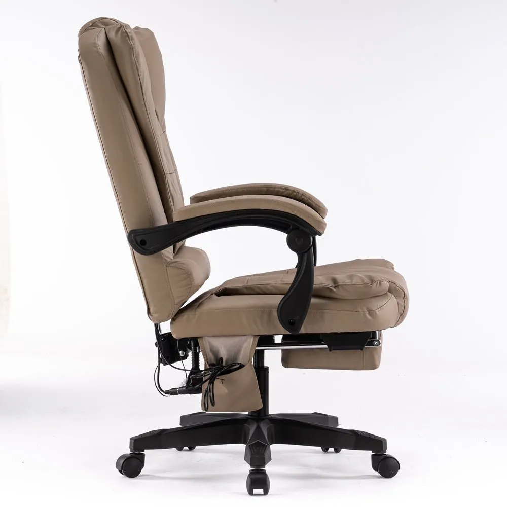 8 Point Massage Chair Executive Office Computer Seat Footrest Recliner Pu Leather