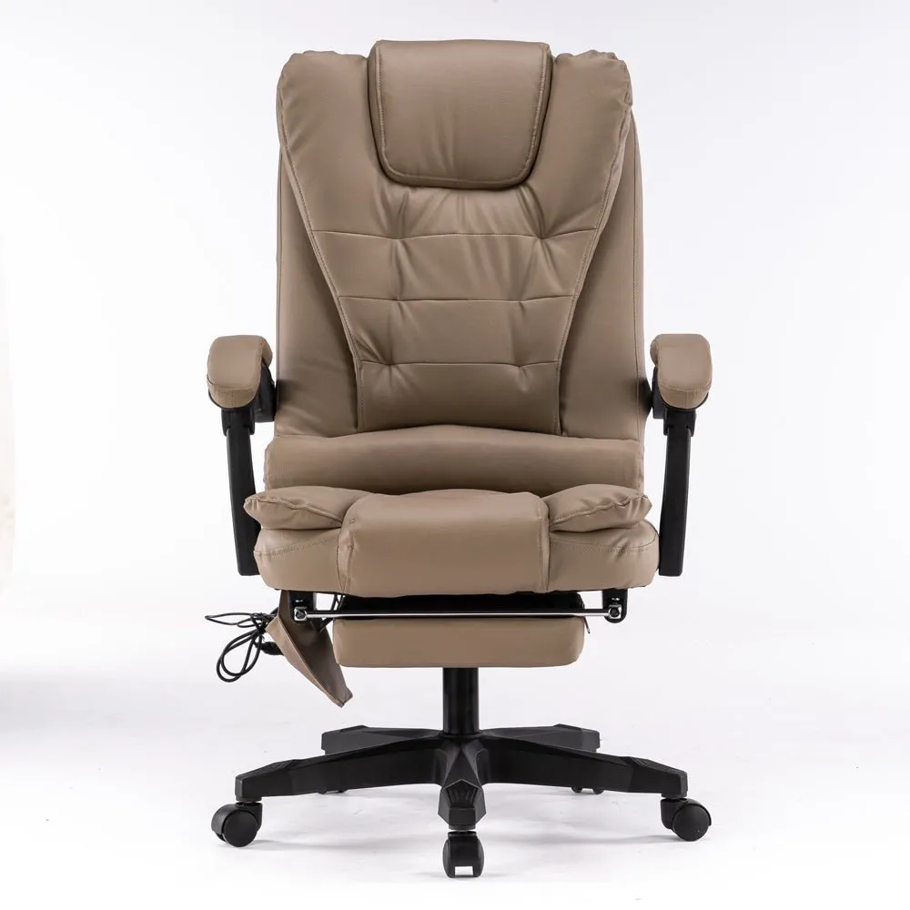 8 Point Massage Chair Executive Office Computer Seat Footrest Recliner Pu Leather