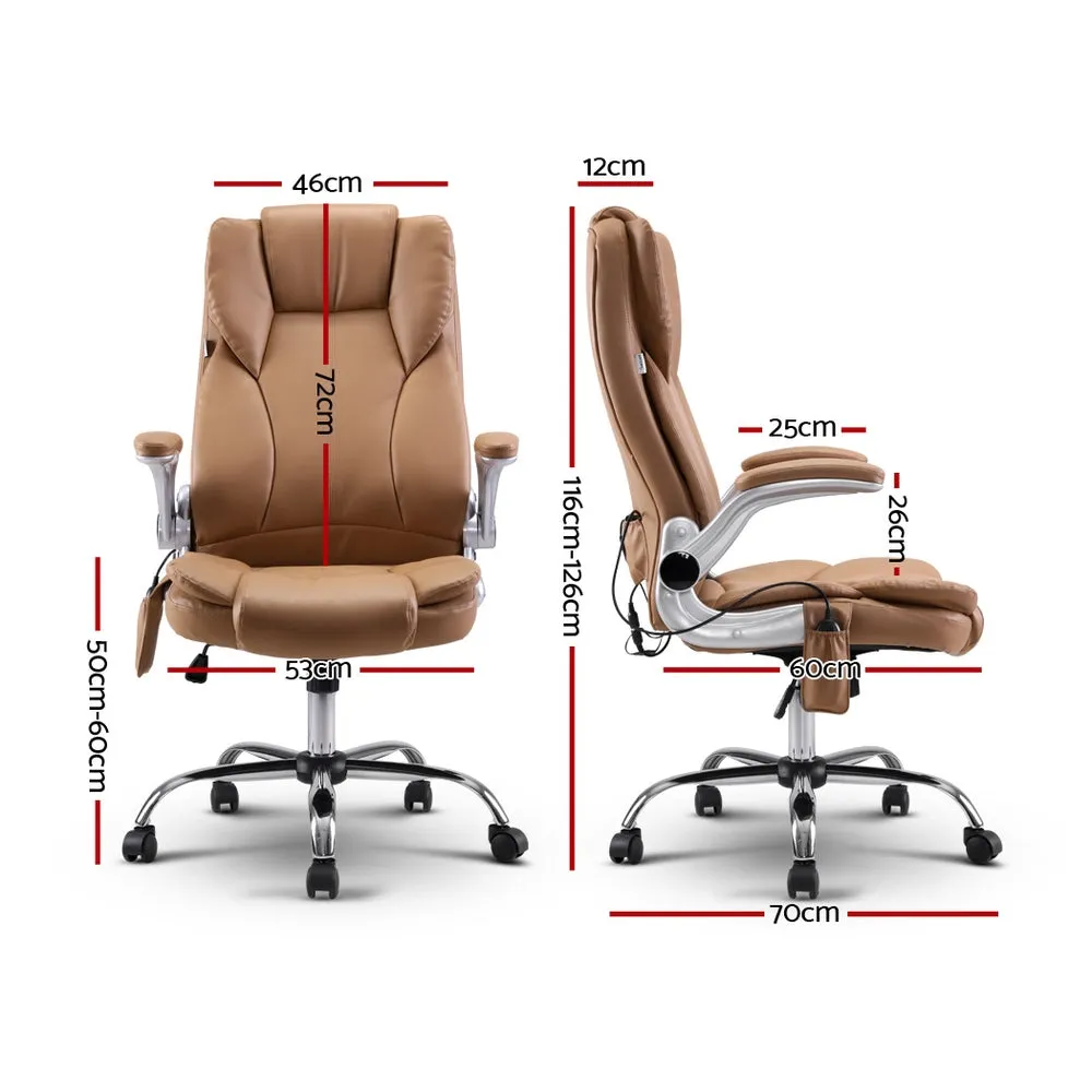 8-Point Massage Office Chair, PU Leather, Espresso Artiss