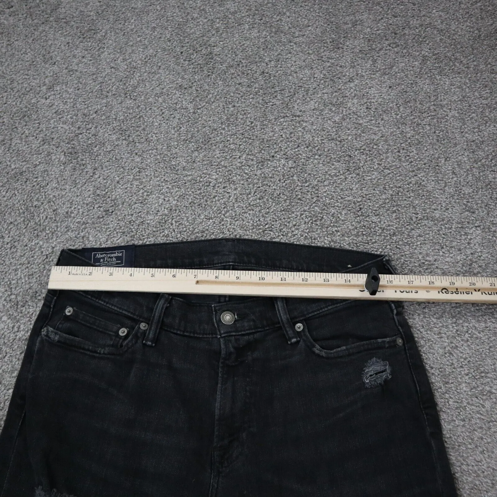 Abercrombie & Fitch Mens Rustin Athletics Slim Distressed Jeans Black SZ 32X32