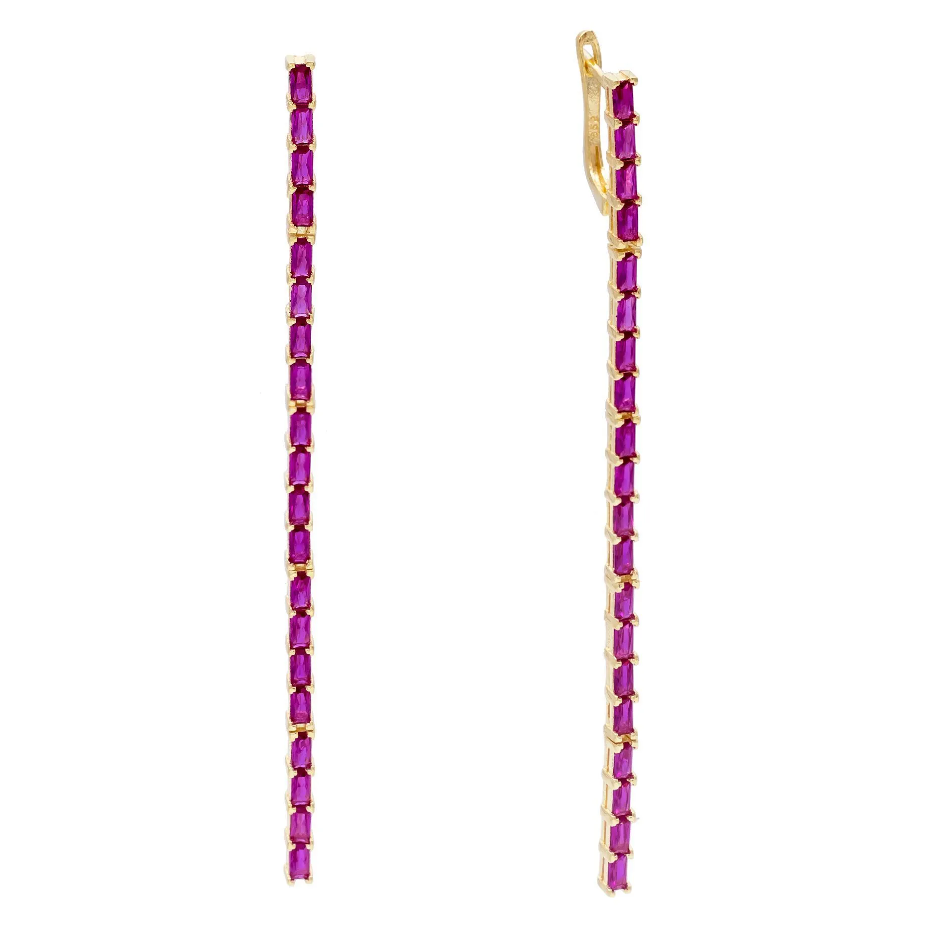 Baguette Long Bar Stud Earring