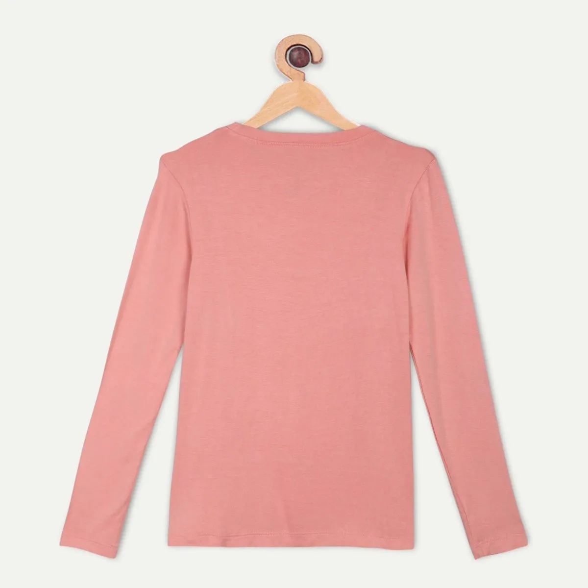 Bamboo Fabric Girl's Front Ruffle Top - Peach