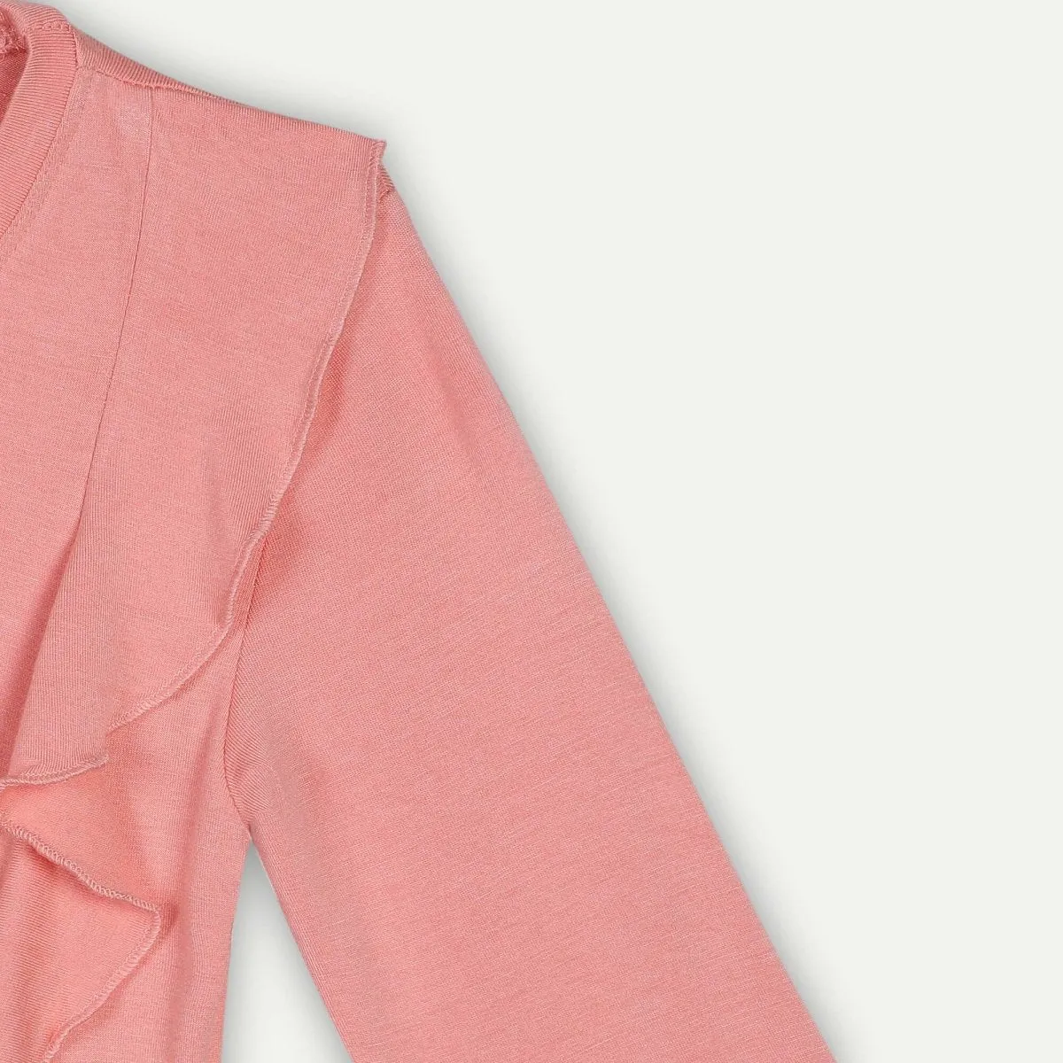Bamboo Fabric Girl's Front Ruffle Top - Peach