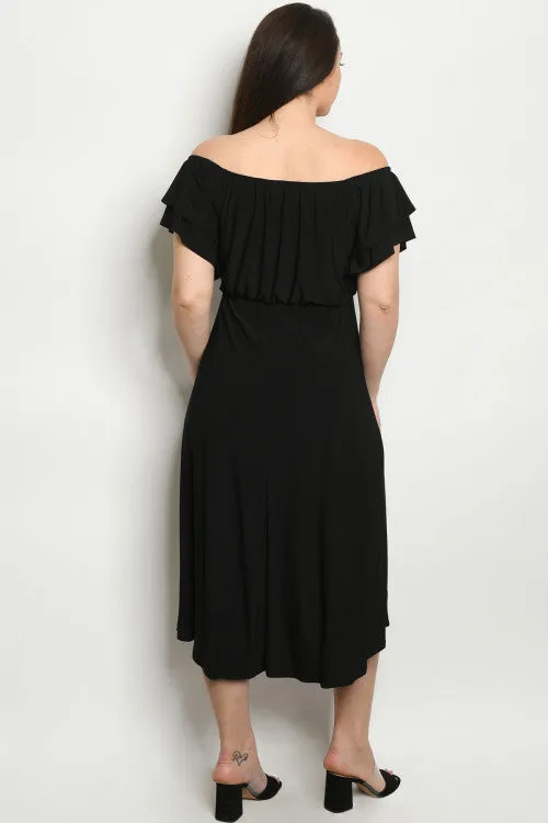Black Cold Shoulder Plus Size Maxi Dress