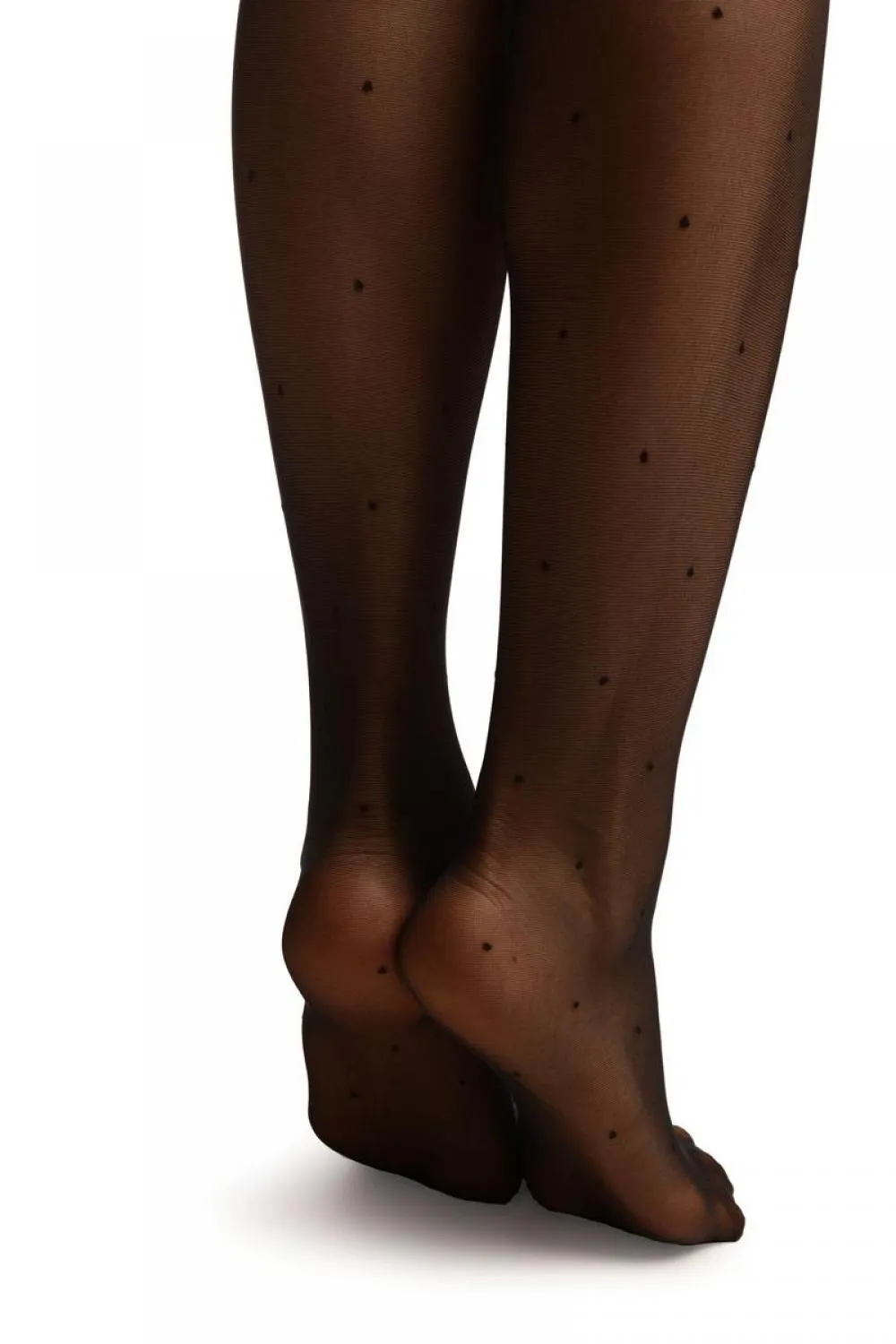 Black With Black Polka Dot & Black Lace Top Tights