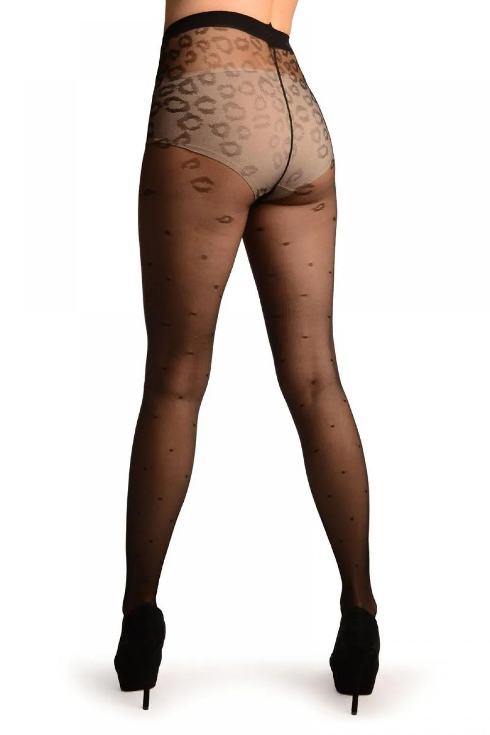 Black With Polka Dot & Lips Top Tights