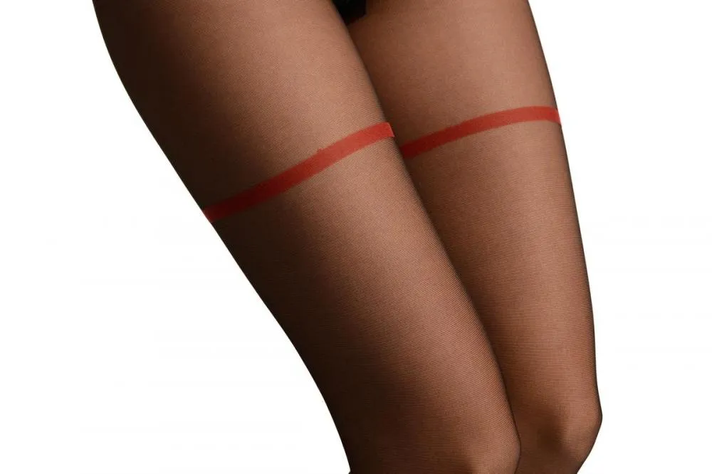 Black With Stitch Seam & Red Stripe Top Tights