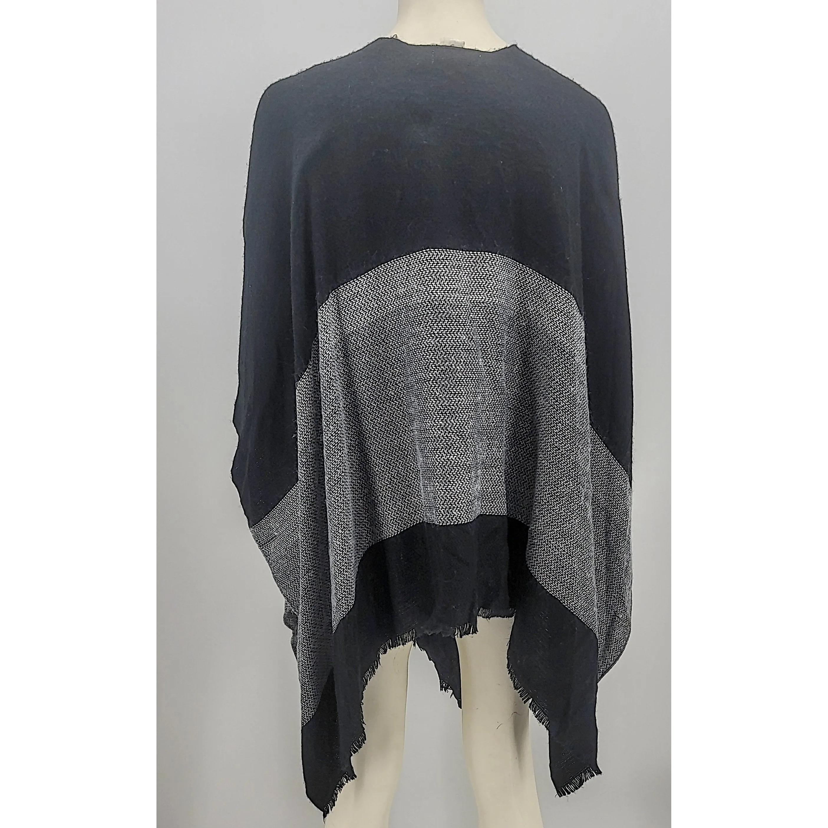 Calvin Klein Colorblocked Ruana Poncho, One Size