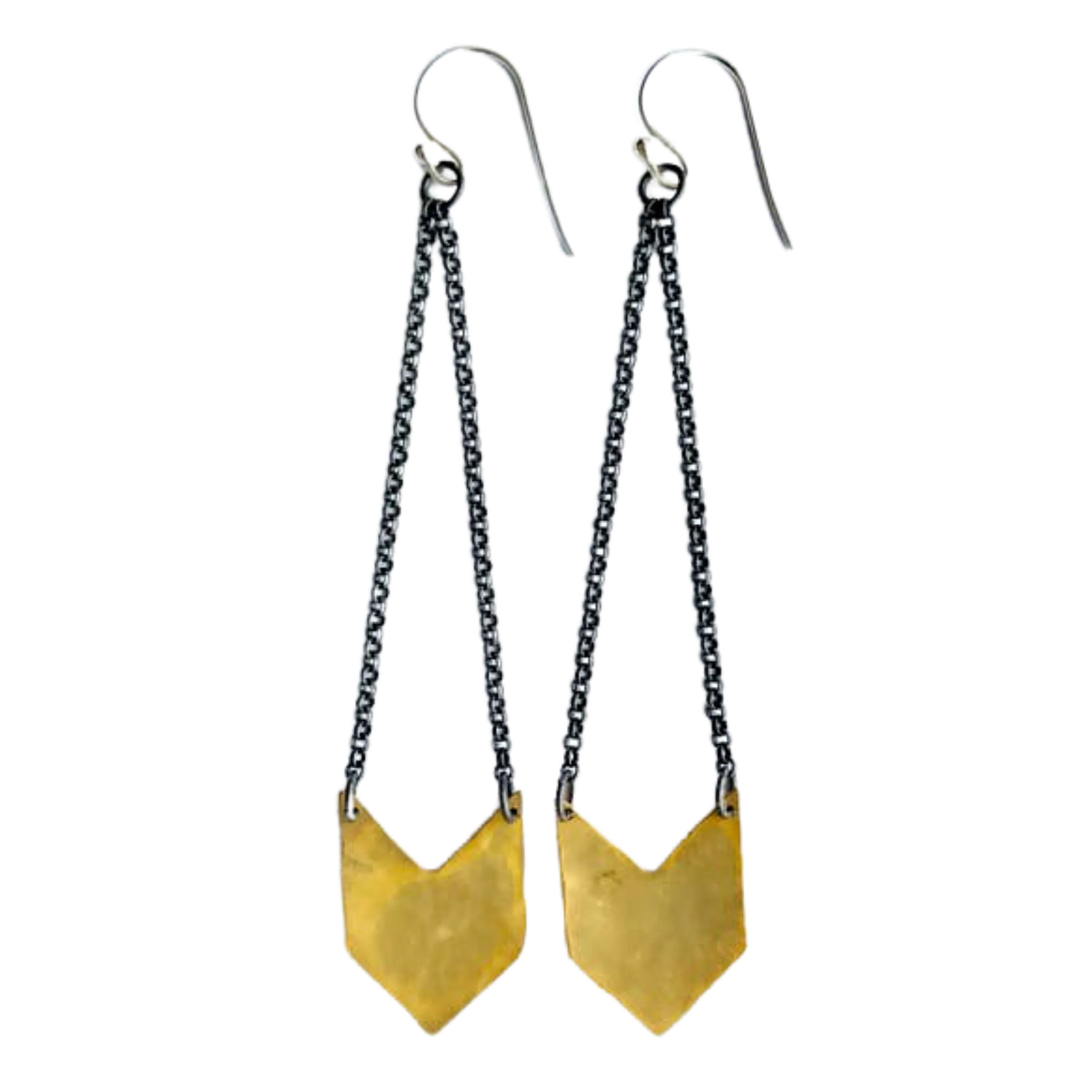 Chevron Earrings - Brass - Single