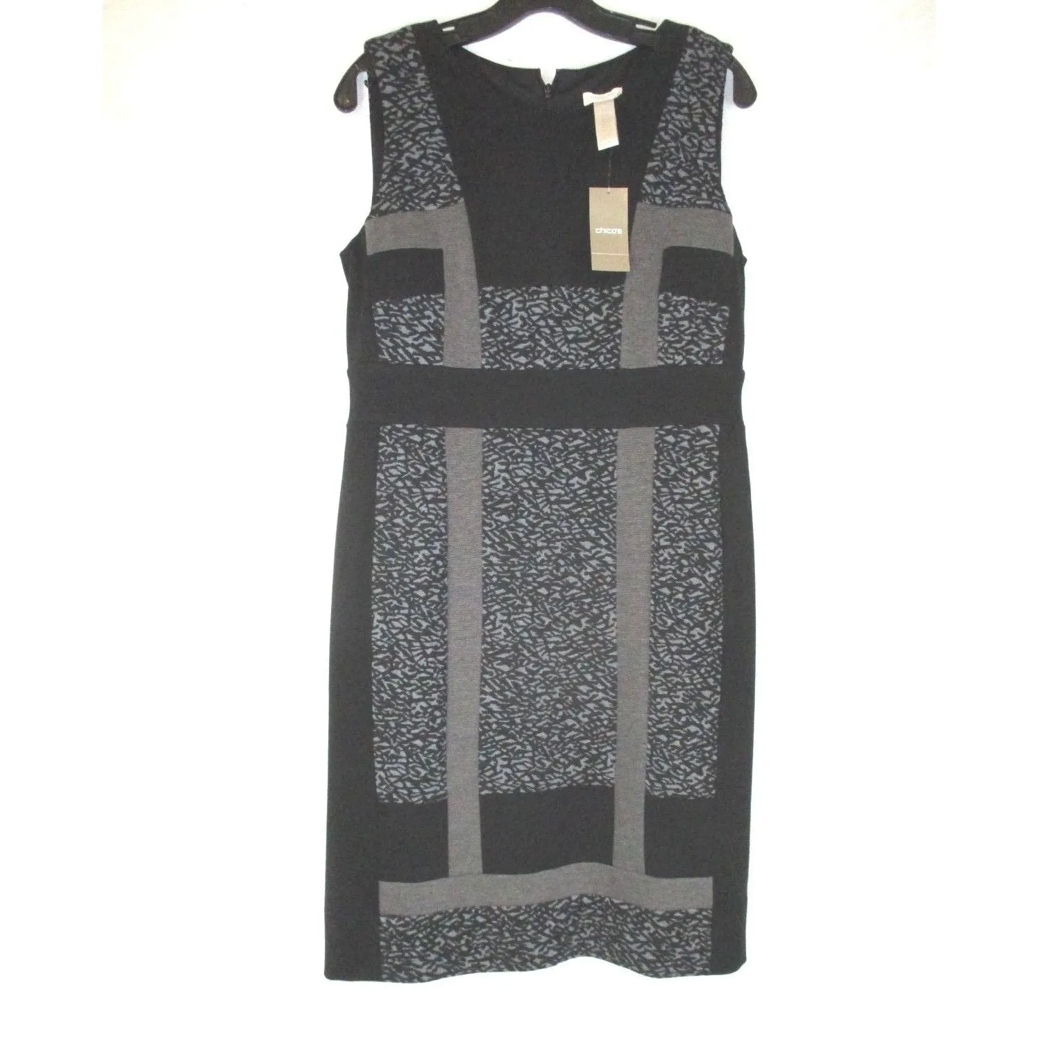 Chicos Ponte Pieced Jacquard Jessa Sheath Dress, Size L/14