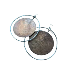 Circles Within Brass and Sterling Earrings Large