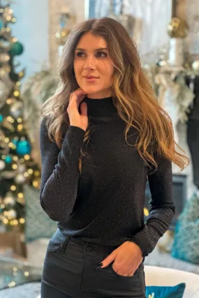 Cocktail Hour Shimmery Top : Black