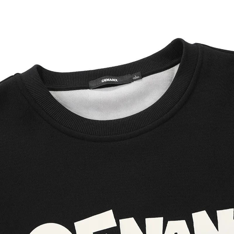 Color Block Cartoon Print Craw Neck Padded Sweatshirt