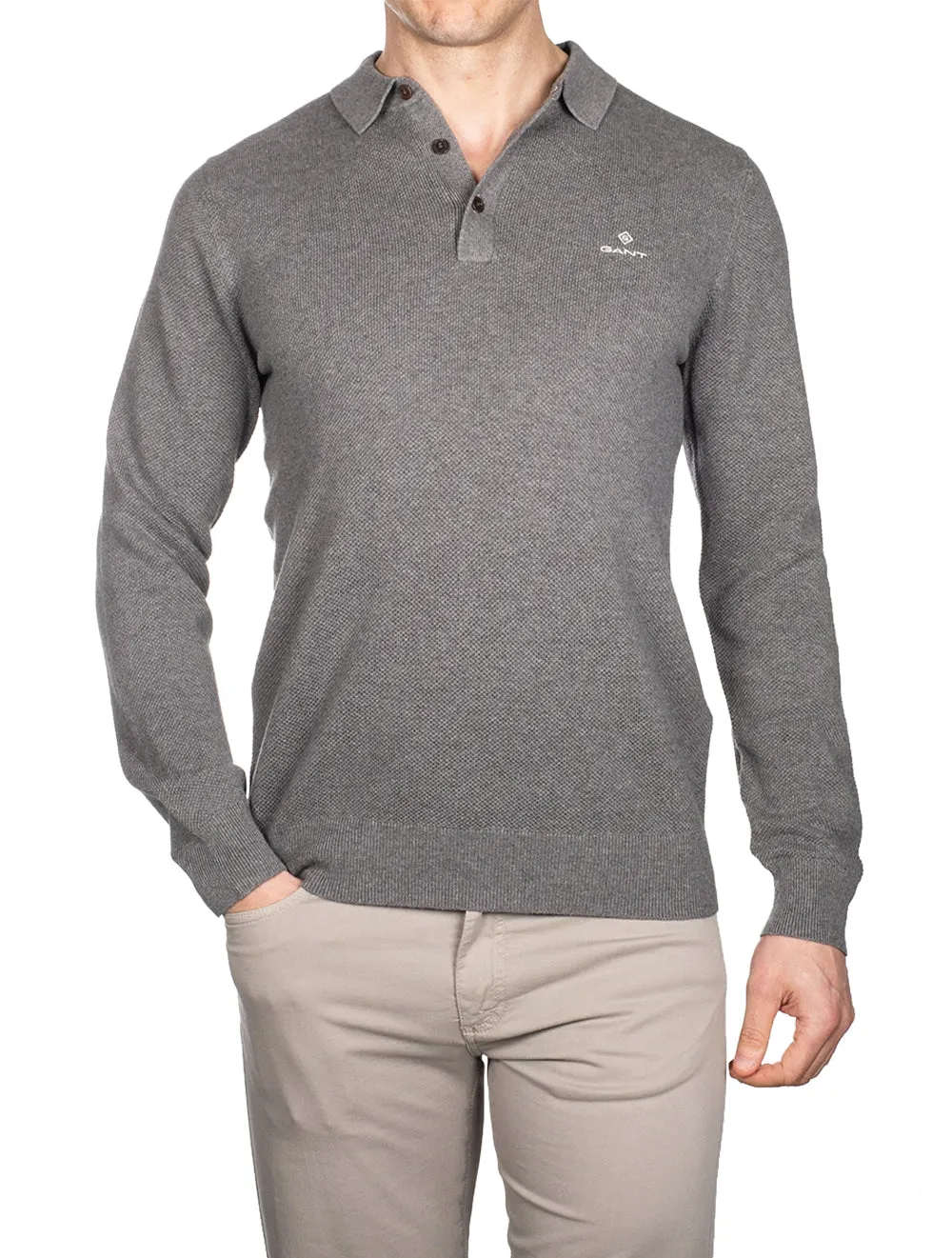 Cotton Pique Polo Dark Grey Melange