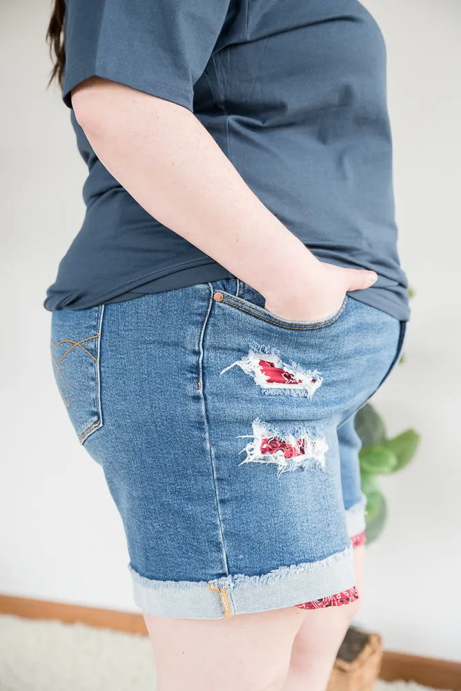 Days of Summer Judy Blue Bandana Shorts [Online Exclusive]