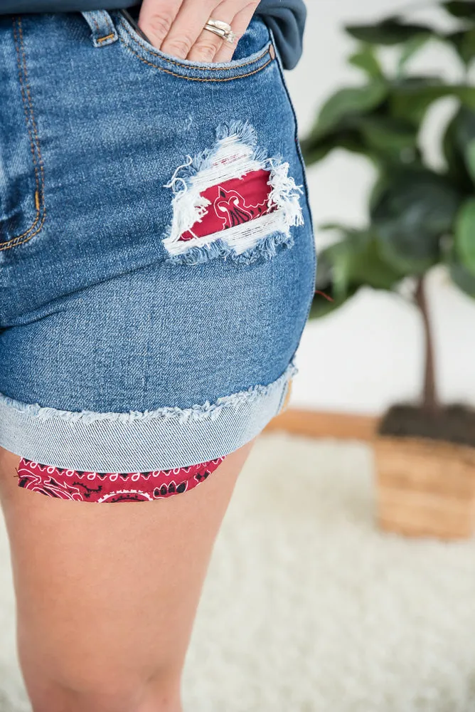 Days of Summer Judy Blue Bandana Shorts [Online Exclusive]