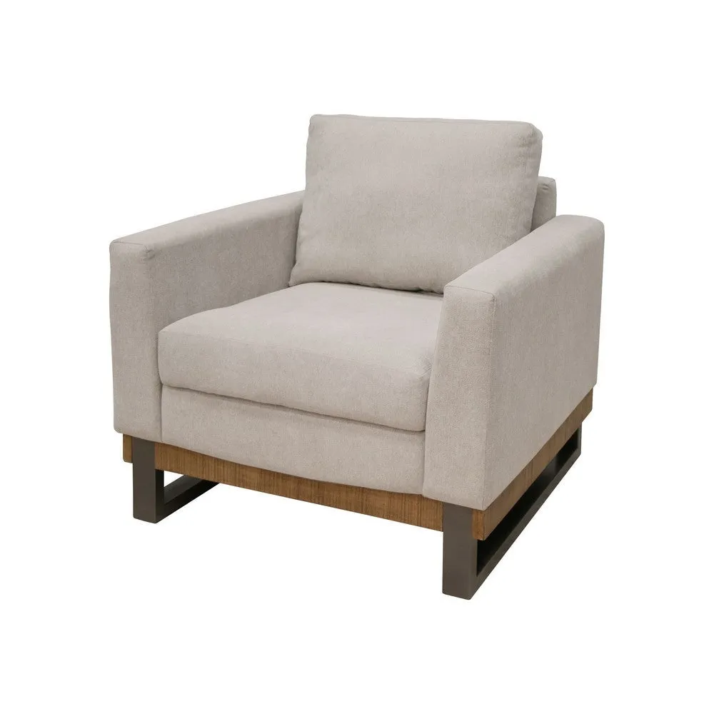 Dome Accent Chair with 1 Throw Pillow, Solid Pine Wood, Beige Polyester By Casagear Home