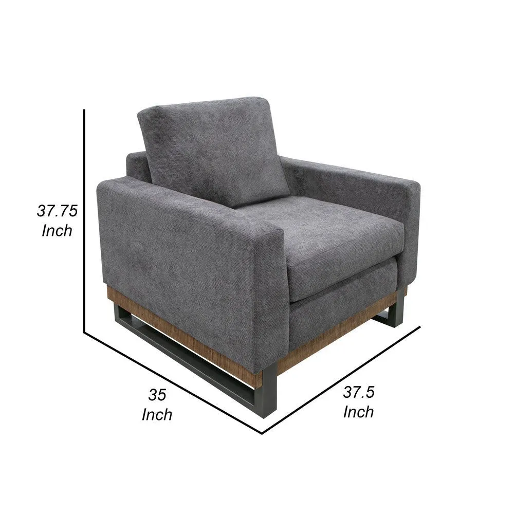 Dome Accent Chair with 1 Throw Pillow, Solid Pine Wood, Gray Polyester By Casagear Home
