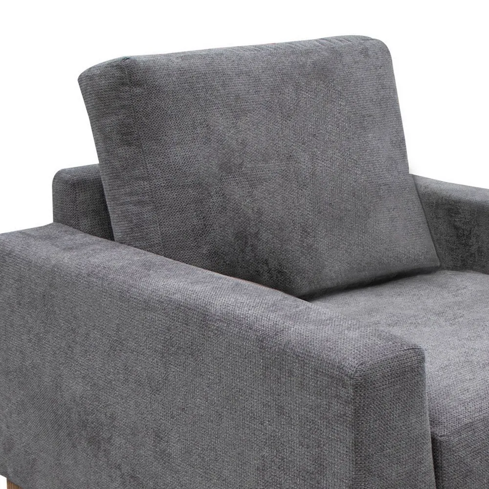 Dome Accent Chair with 1 Throw Pillow, Solid Pine Wood, Gray Polyester By Casagear Home