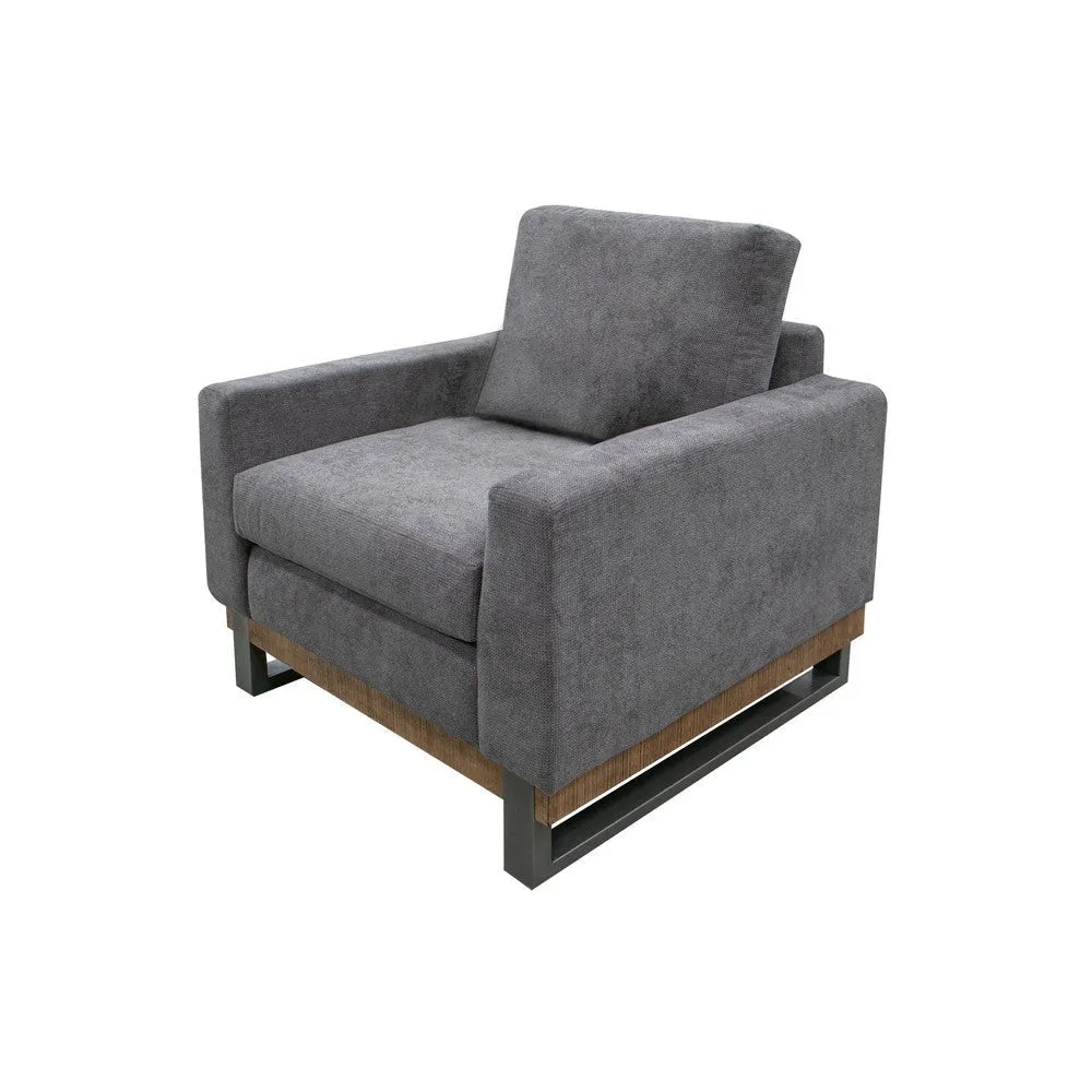 Dome Accent Chair with 1 Throw Pillow, Solid Pine Wood, Gray Polyester By Casagear Home