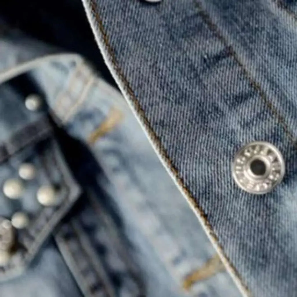 Embellished shoulders women's denim jacket