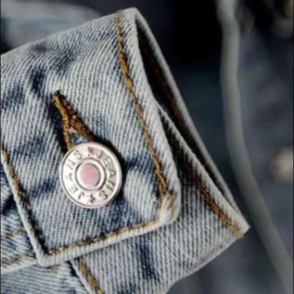 Embellished shoulders women's denim jacket