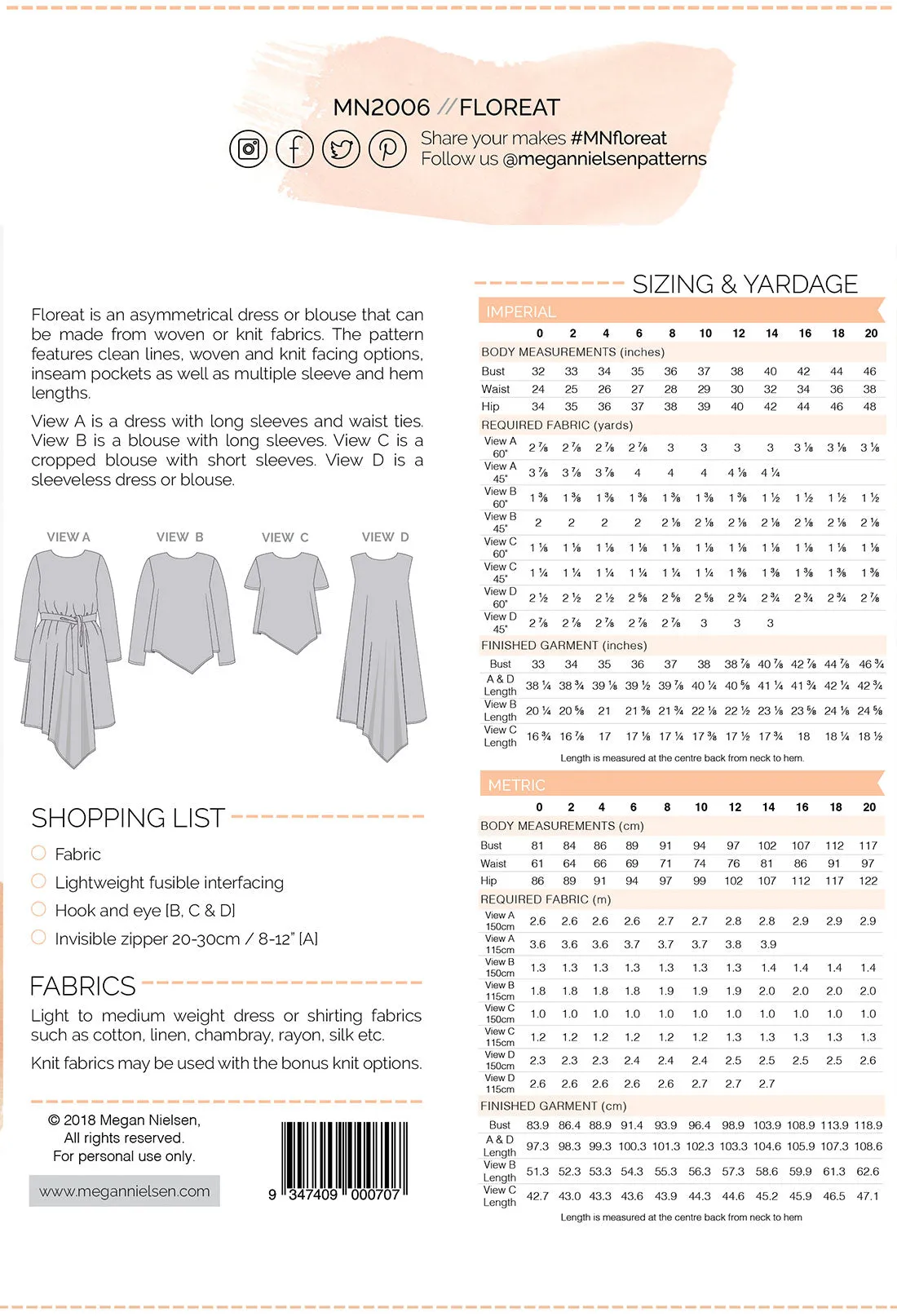 Floreat Dress & Top - Sewing Pattern | Megan Nielsen