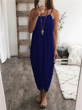 Flytonn-Graduation Gift Back to School Season Summer Vacation Dress Spring Outfit Summer Solid Color Halter Knit Loose Irregular Dress S-3XL