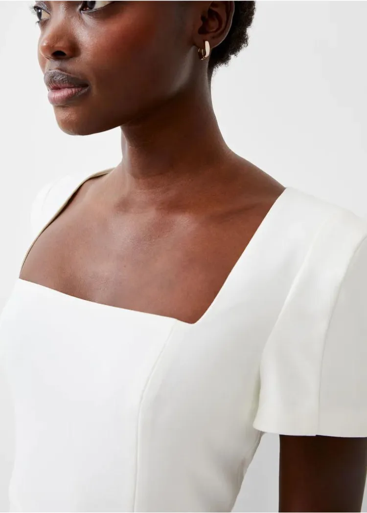 French Connection Whisper Square Neck S/S Dress - Summer White ***FINAL SALE***