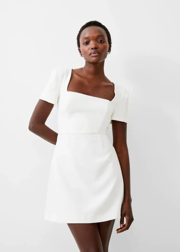 French Connection Whisper Square Neck S/S Dress - Summer White ***FINAL SALE***