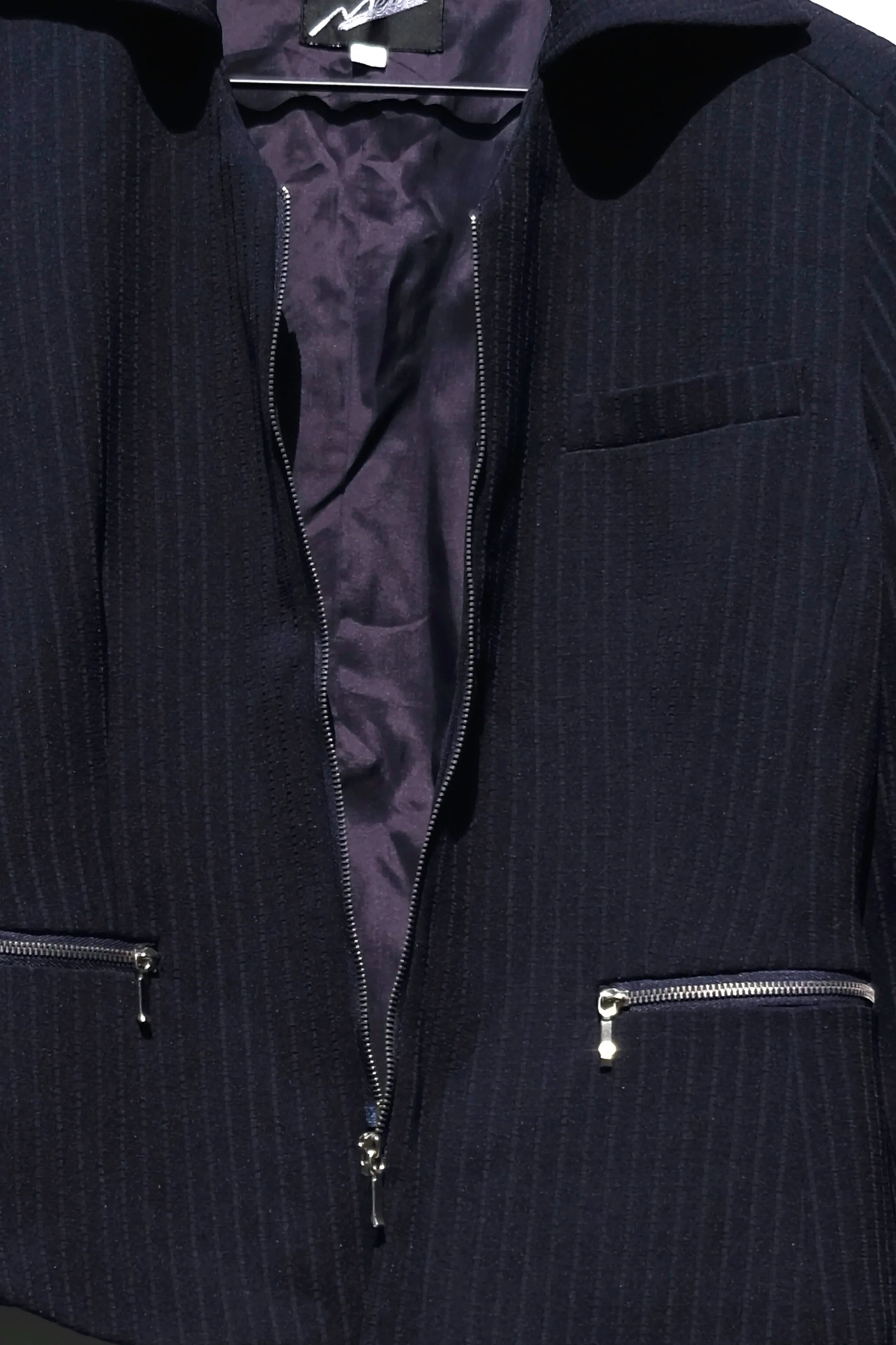 French Navy Ribbed Suit Skirt Set US 4, 90's Modern