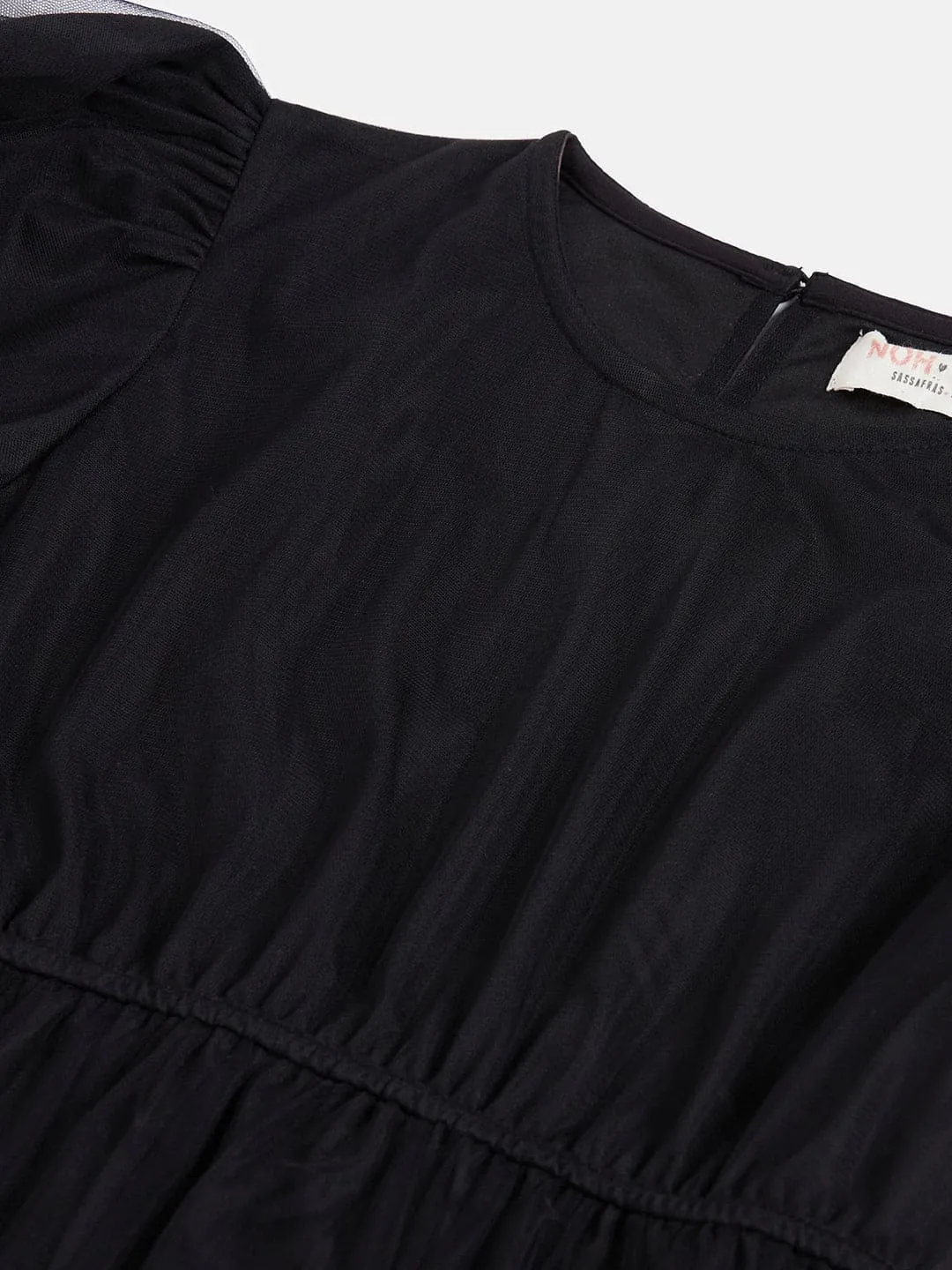 Girls Black Mesh Tiered Dress - Lyush Kids