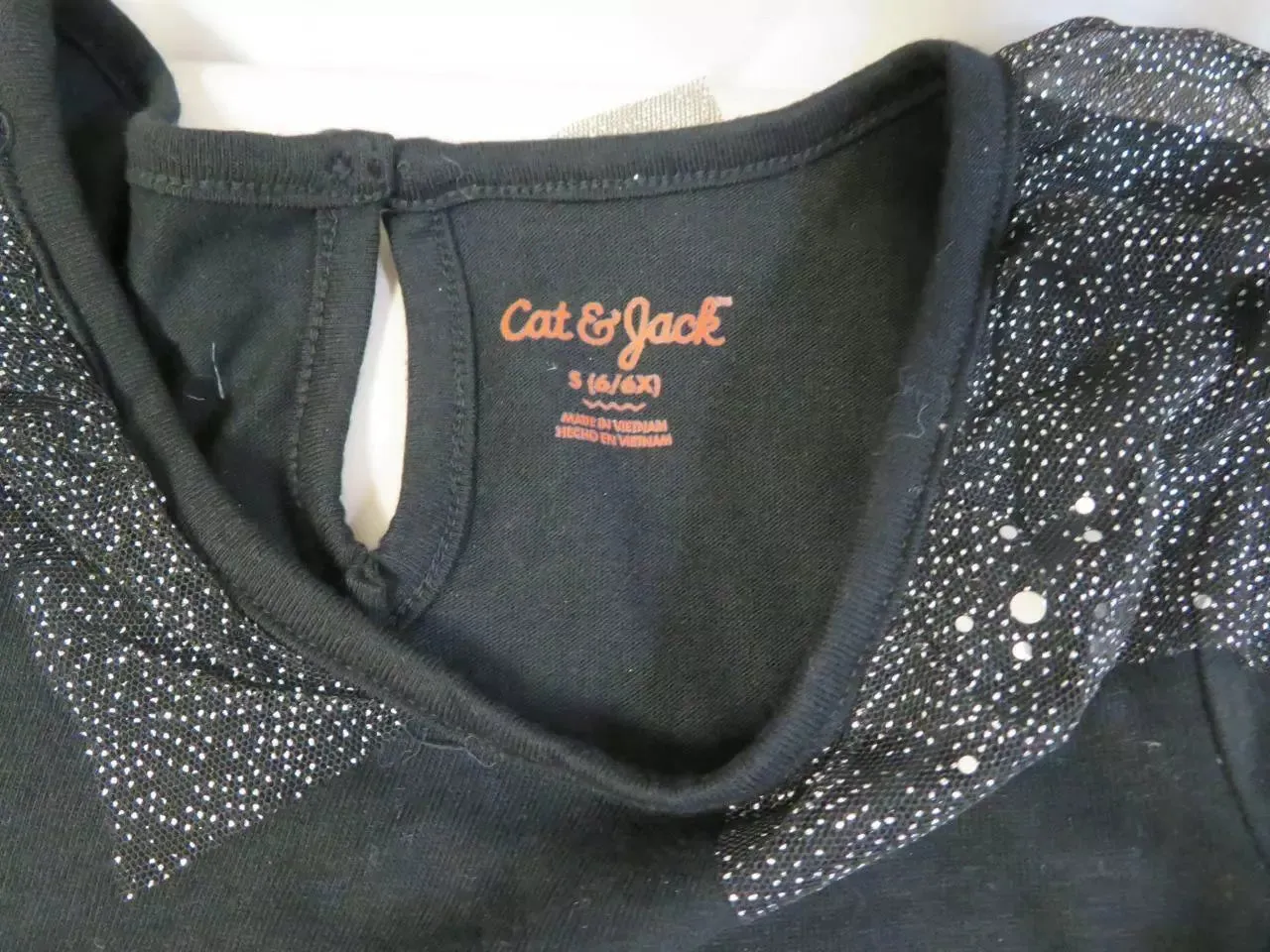Girls Knit Long Sleeve Tulle Dress Black Sparkly Cat and Jack Size Small 6/6X
