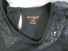 Girls Knit Long Sleeve Tulle Dress Black Sparkly Cat and Jack Size Small 6/6X