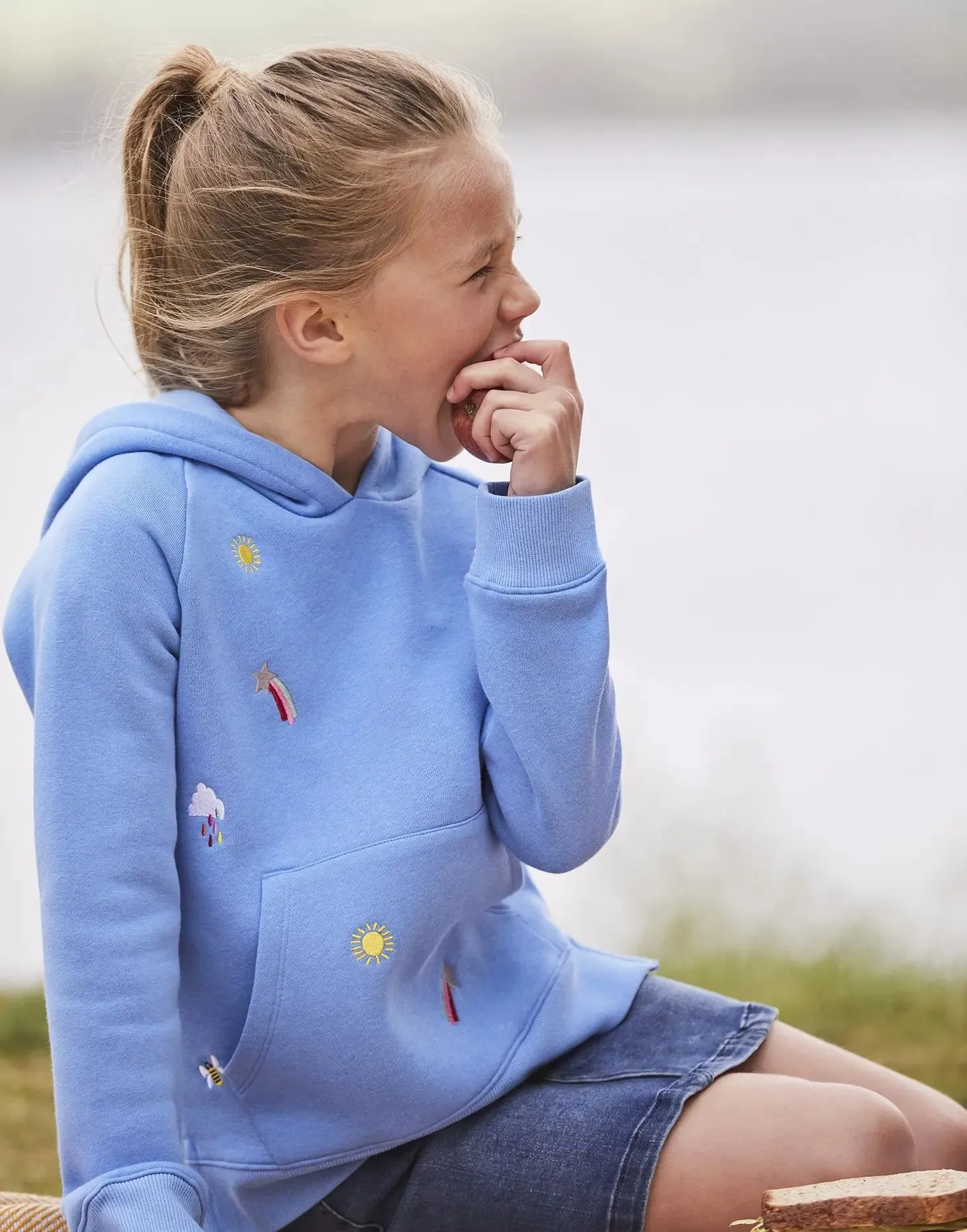 Girls' Lucas Raglan Sleeve Hooded Sweatshirt | Joules