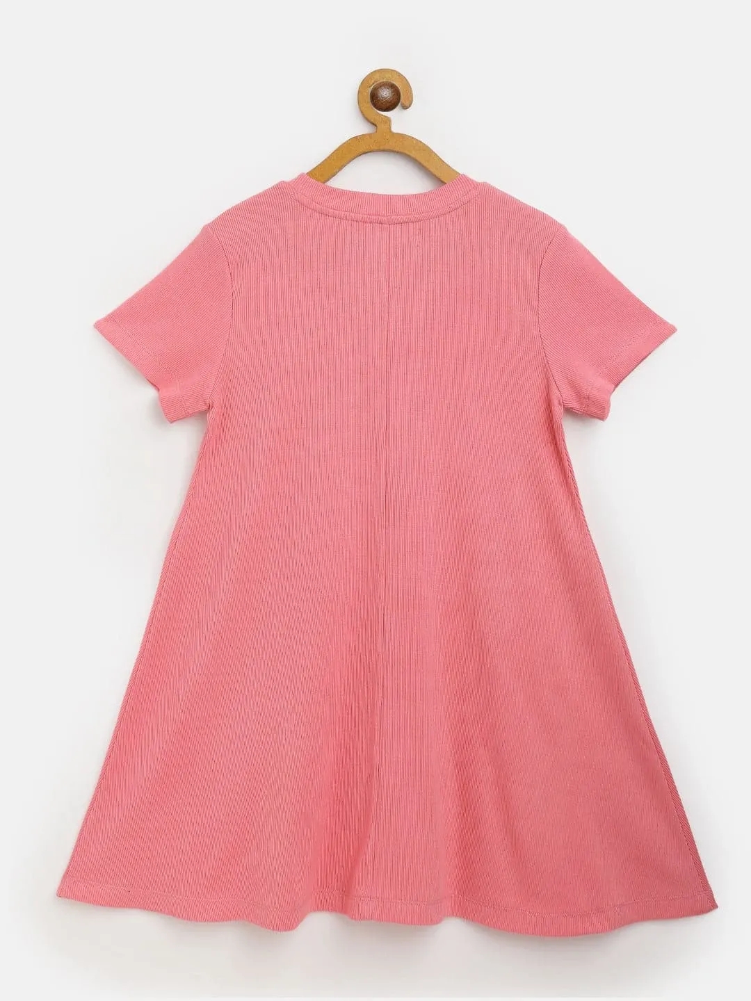 Girls Pink Rib Tent Dress - Lyush Kids