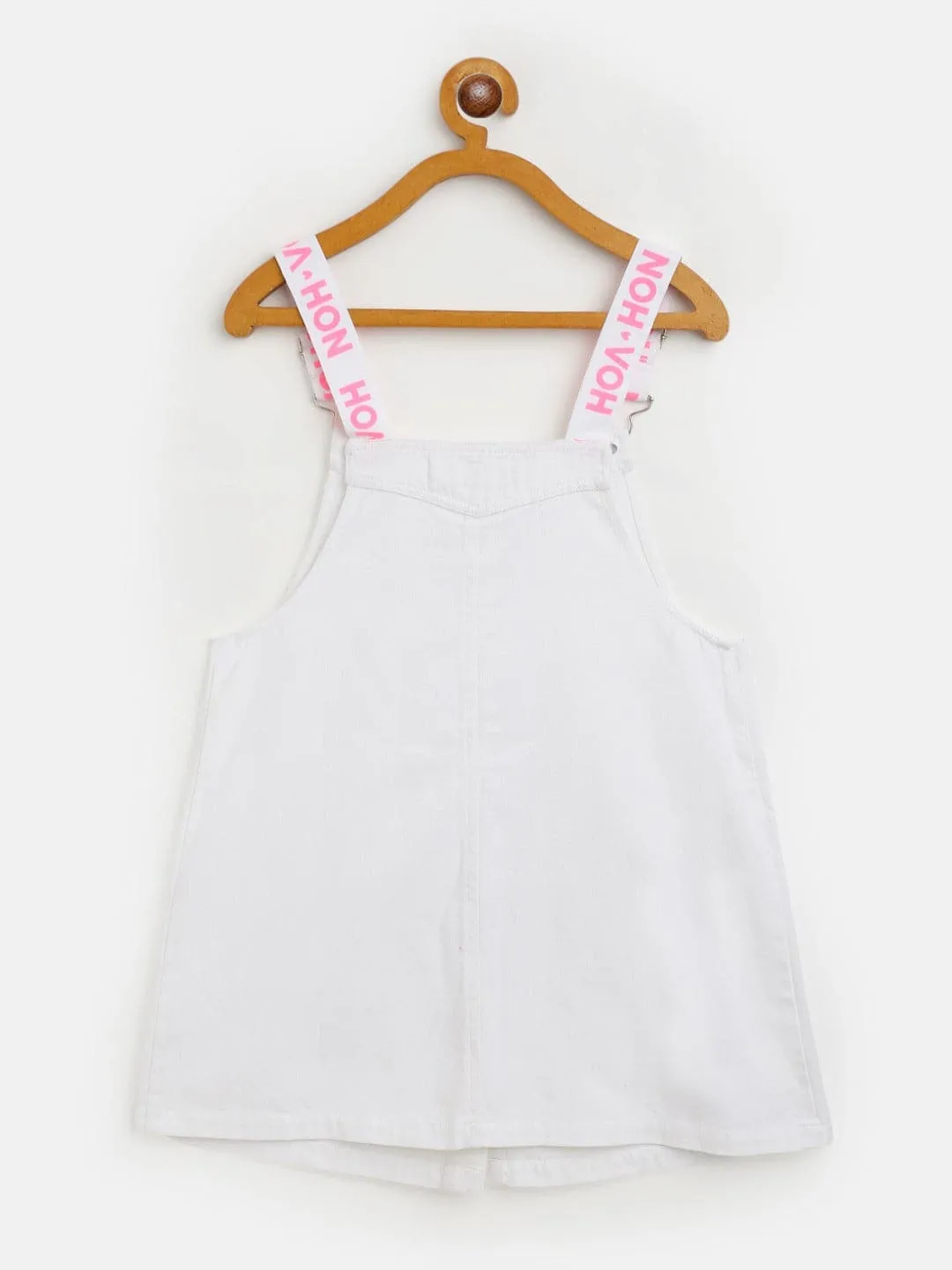 Girls White Twill Pinafore Dress - Lyush Kids