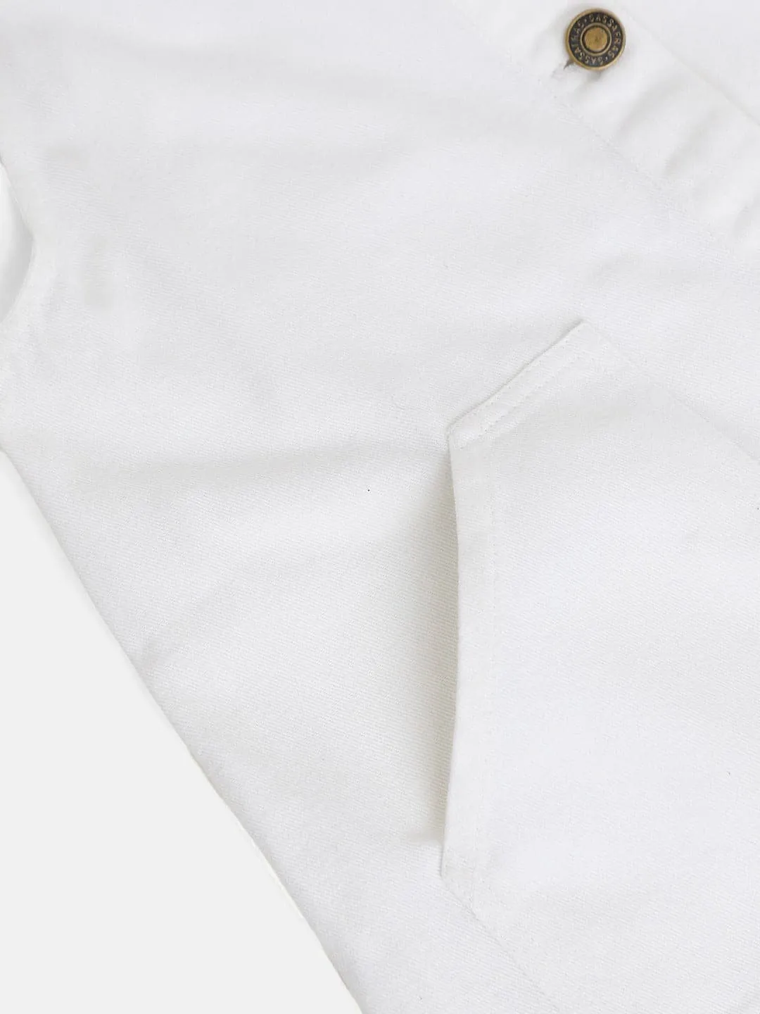 Girls White Twill Pinafore Dress - Lyush Kids