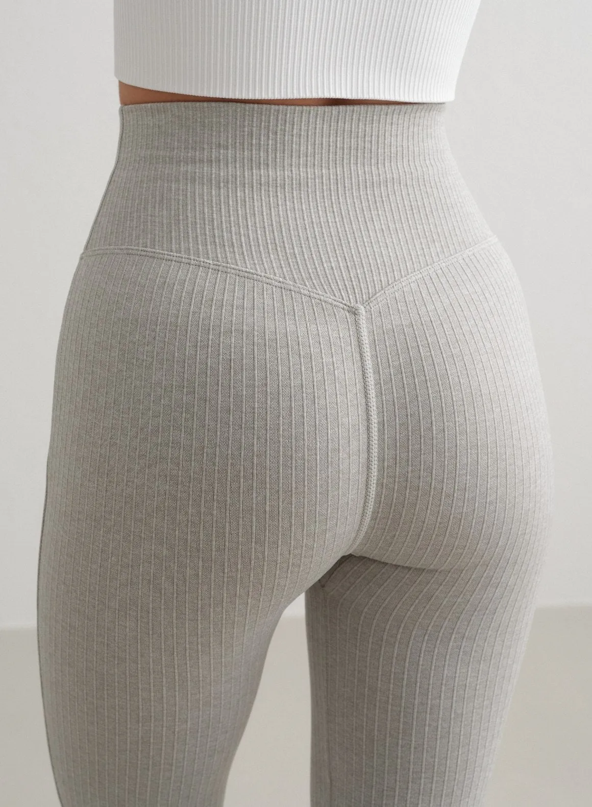 Grey Melange Ribbed Seamless Flare Petite Tights