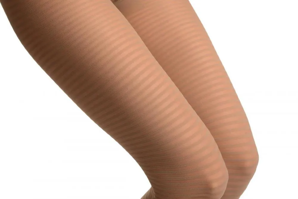 Grey Transparent & Opaque Woven Stripes Tights