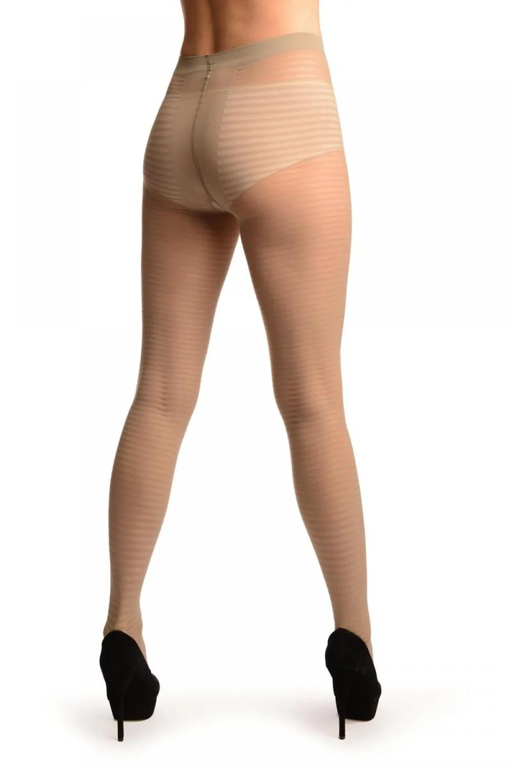Grey Transparent & Opaque Woven Stripes Tights