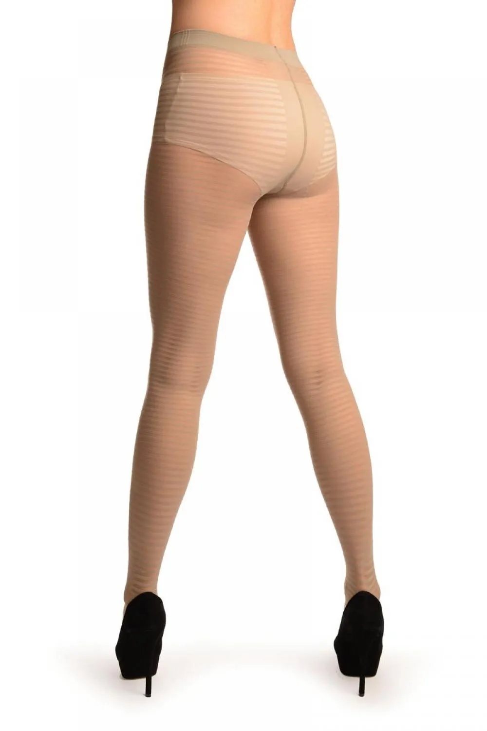 Grey Transparent & Opaque Woven Stripes Tights