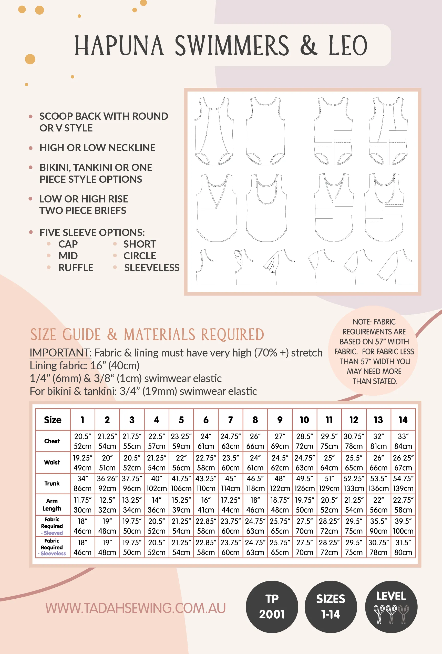 Hapuna Swimmers & Leotard Sewing Pattern