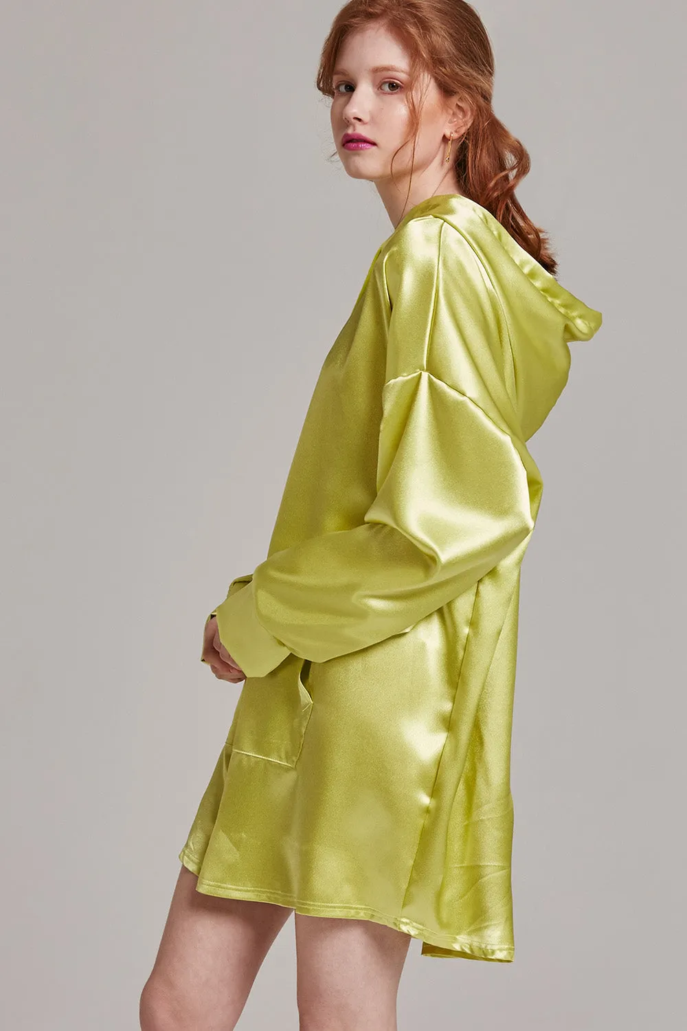 Heather Shimmery Pocket Hoodie Dress