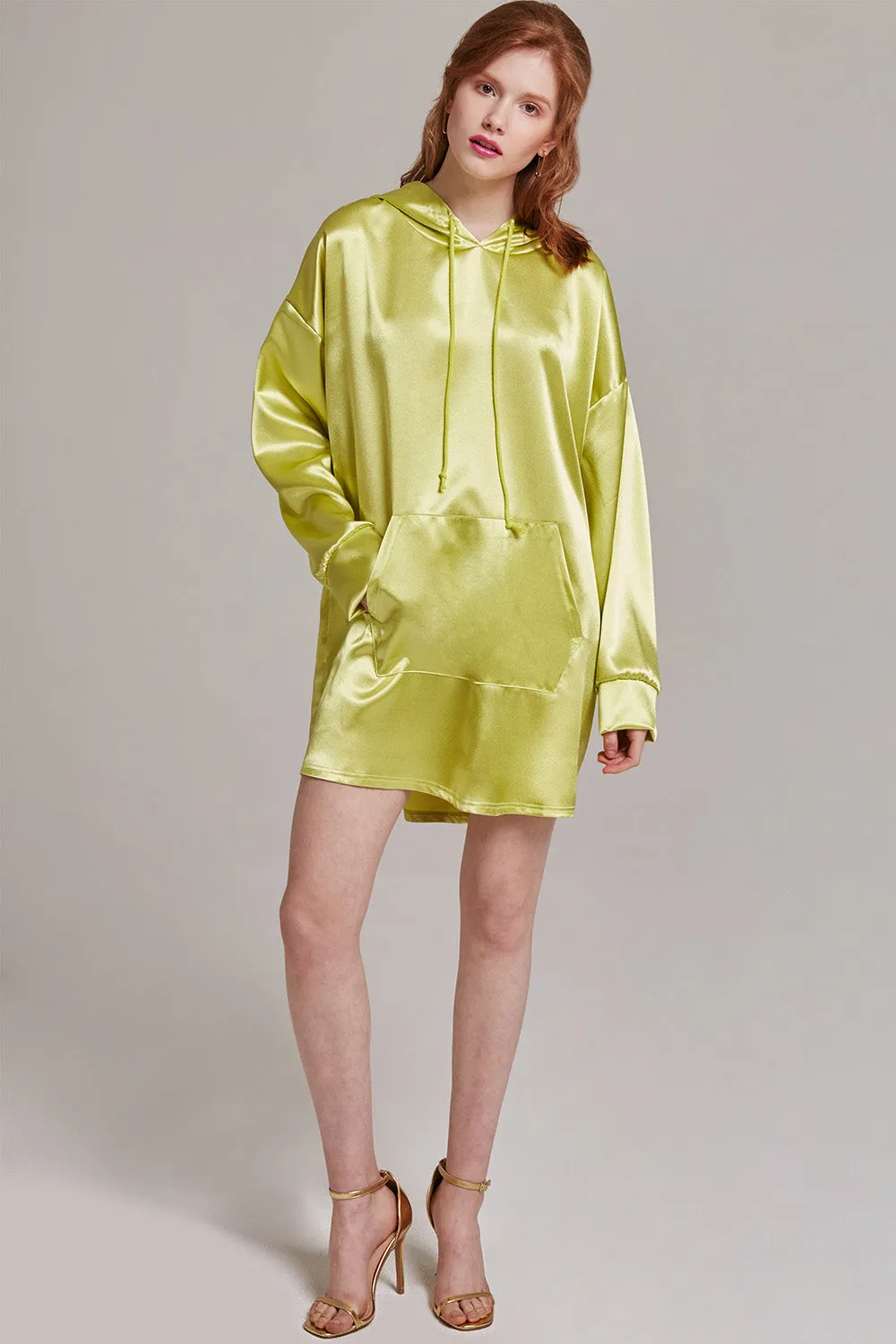 Heather Shimmery Pocket Hoodie Dress